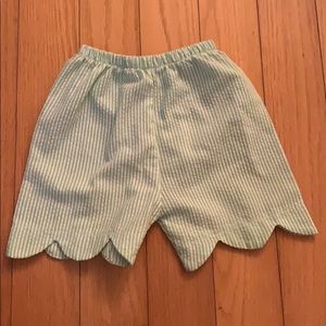 Green and white striped girls shorts